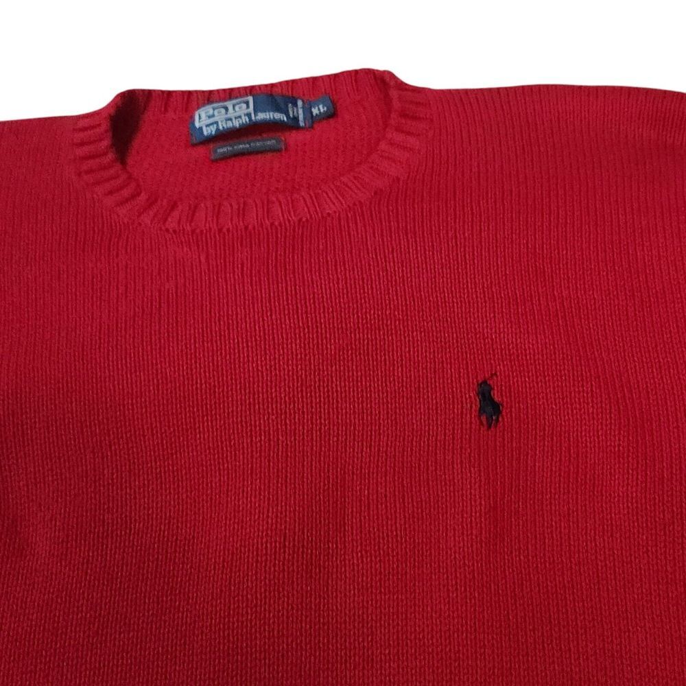 Polo Ralph Lauren Mens XLARGE 100% Pima Cotton Knit Sweater Red Pony Vintage